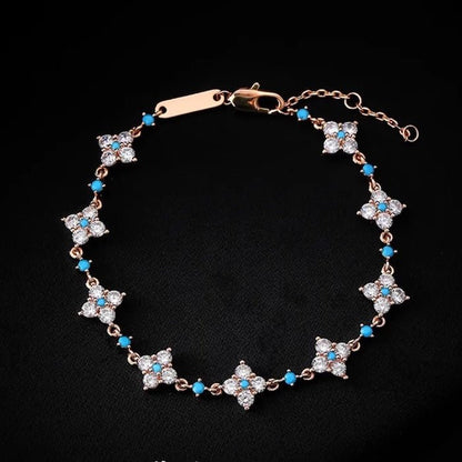 Turquoise Clover Sparkle Bracelet
