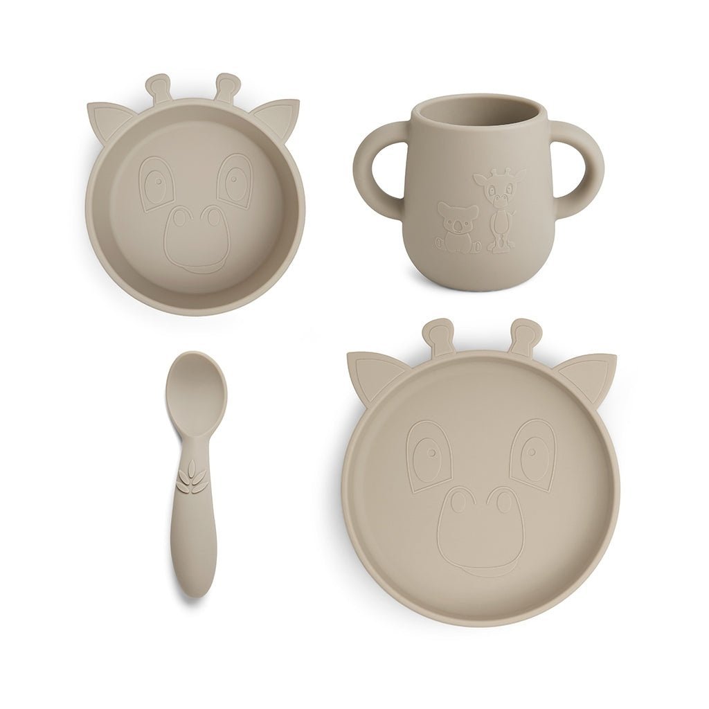 Lykke silicone dinner set 4-pack Giraf-Cobblestone