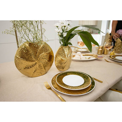 Golden spiral vase in ceramic 23x6x21.5cm