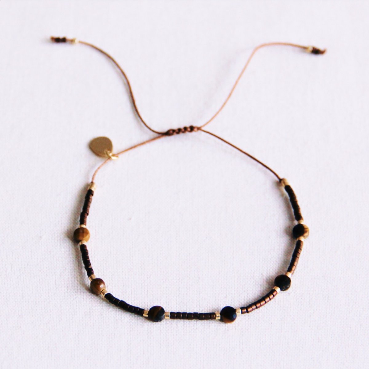 Gemstone bracelet with Miyuki – brown