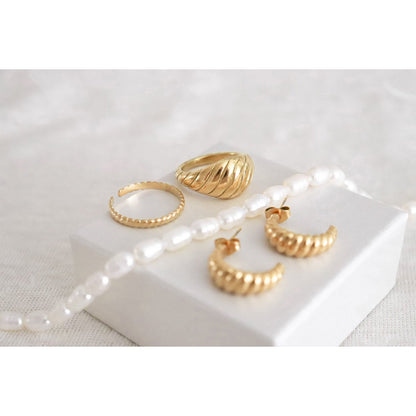 Chunky Croissant Hoops - Goud