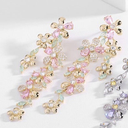 Elegant Dazzling Bloom Longline Earrings