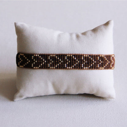 Heart woven bracelet - dark brown/gold