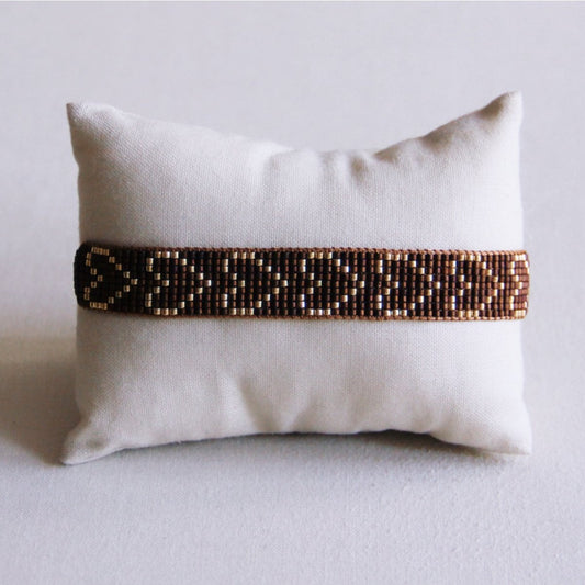 Heart woven bracelet - dark brown/gold