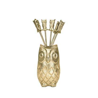 Golden owl appetizer picks - set of 6