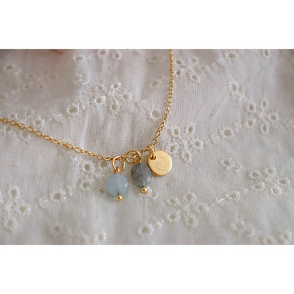 Aquamarine, Labradorite & Heart Necklace - Gold