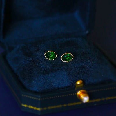 Modern Vintage Green Crystal Ear Studs