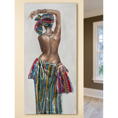 Wood/linen picture "African Beauty"