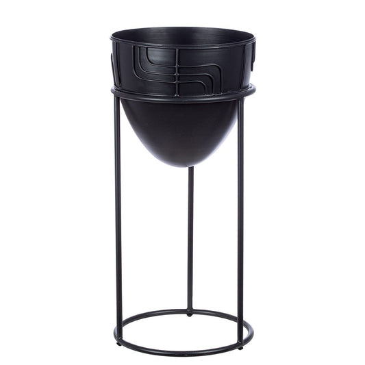 Planter labyrinth, black H.50 cm