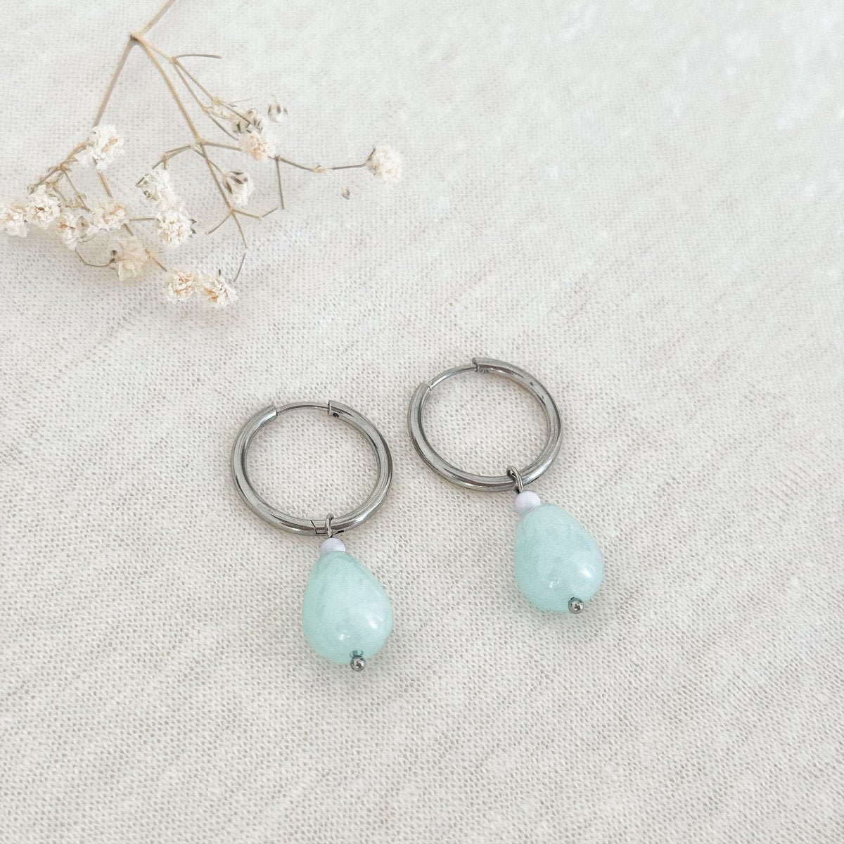 Amazonite drop earrings - Silver