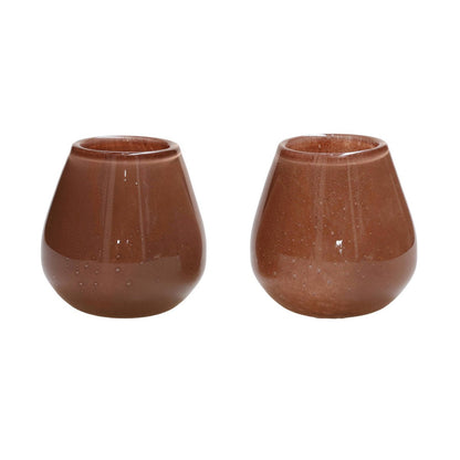 Tea light holder - Tasman Elite XS brown Ø12.5 x H11.5 cm (set of 2 pieces)
