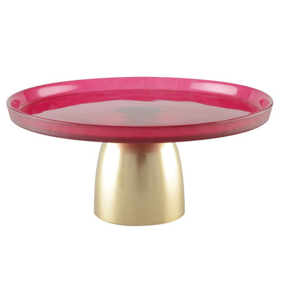 RASPBERRY TRAY ON GOLD FOOT 28CM