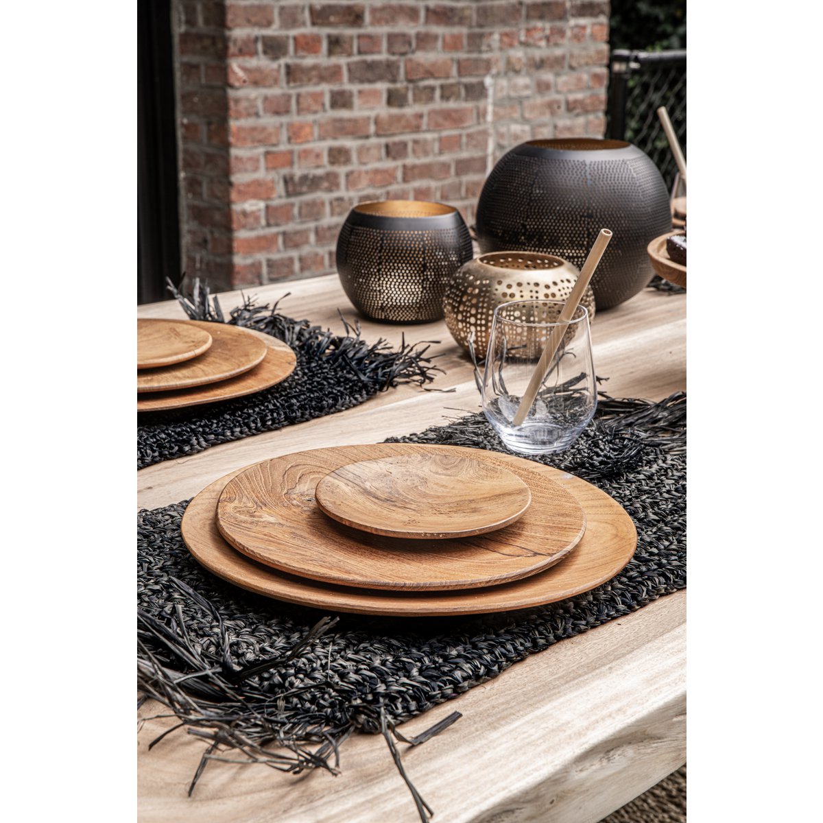 The Fringe Raffia Placemat Rectangular - Black