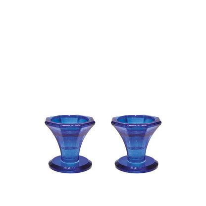 H5.5cm blue candlestick - Lot of 2