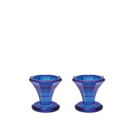 H5.5cm blue candlestick - Lot of 2