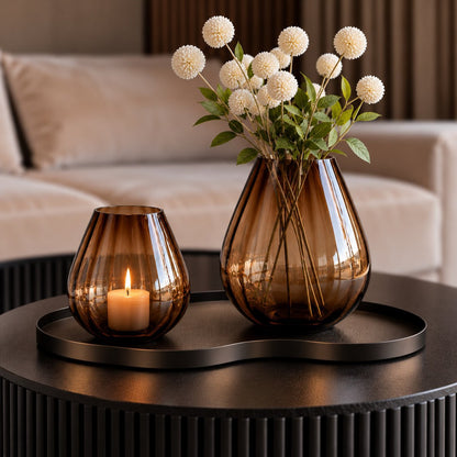 Vase - Tasman ribbed dark taupe