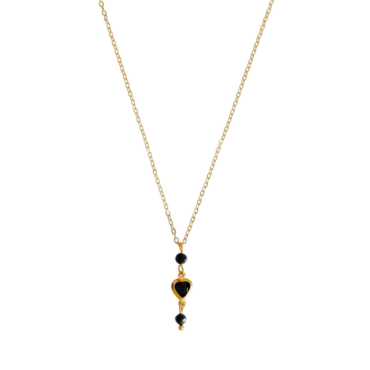 Crystal Heart & Tourmaline Necklace - Gold