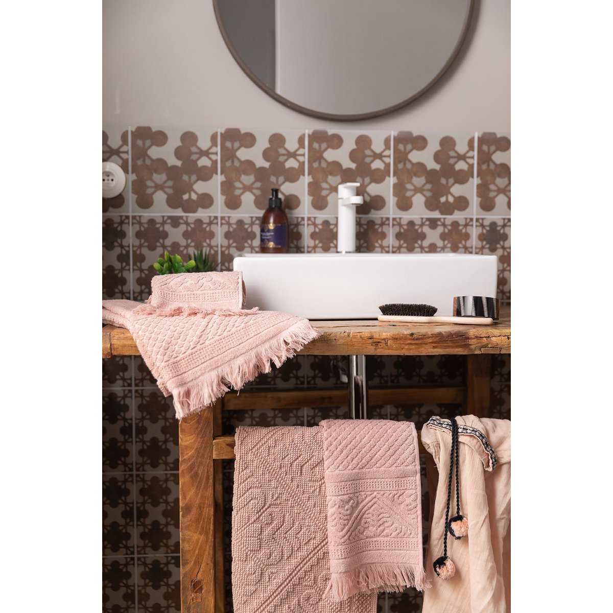 Plain hand towel Zoé Aubepine 50 x 100