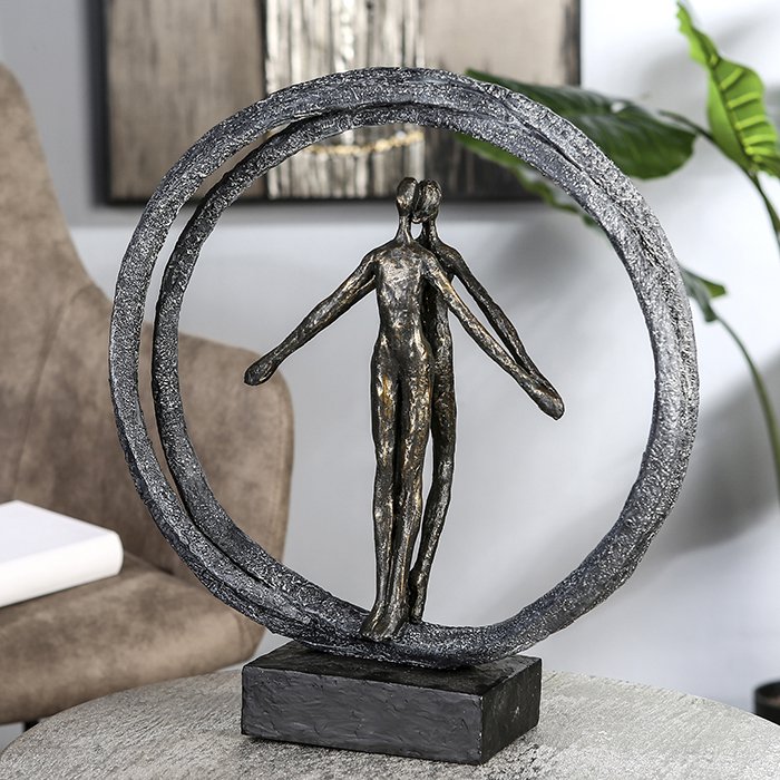 Poly sculpture "Couple in a ring" bronze colored