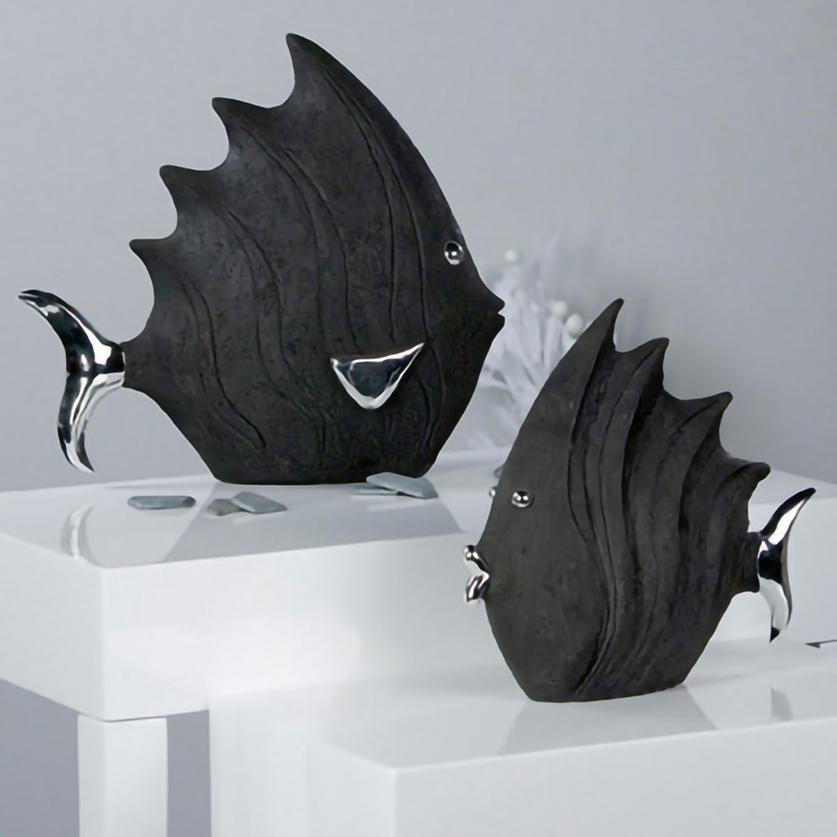 Poly figure "Fish" black H33L36cm