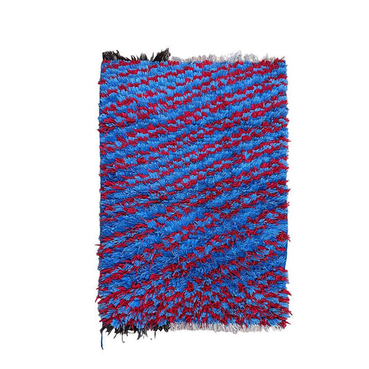 Moroccan Berber rug in recycled textiles 88 x 136 cm