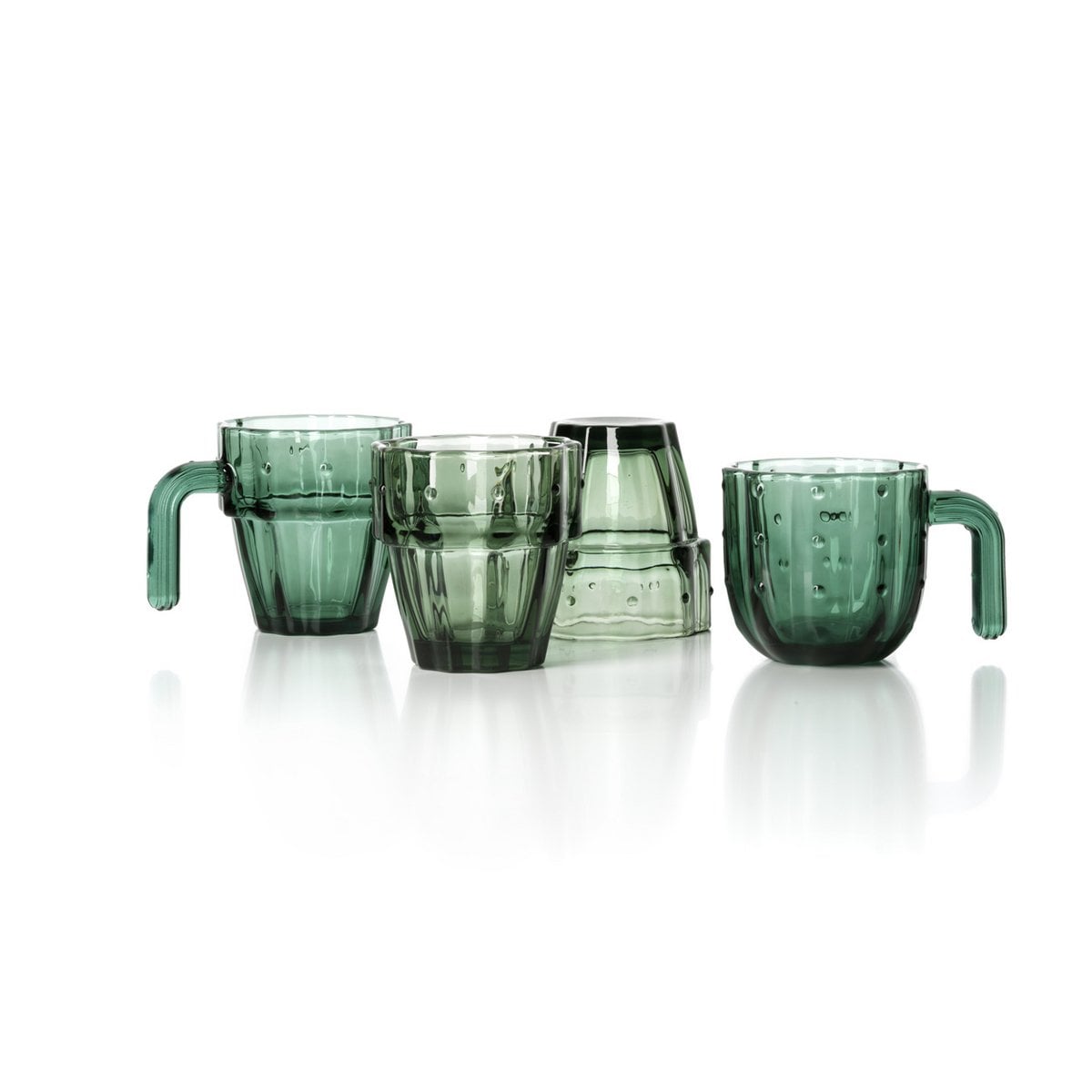 The Stack-a-Cactus Glasses - Green - Set of 4