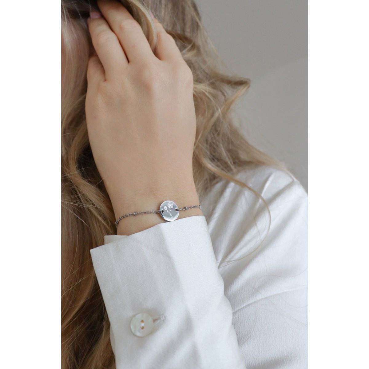 Silver Birth Flower Bracelet (can be ordered per month)