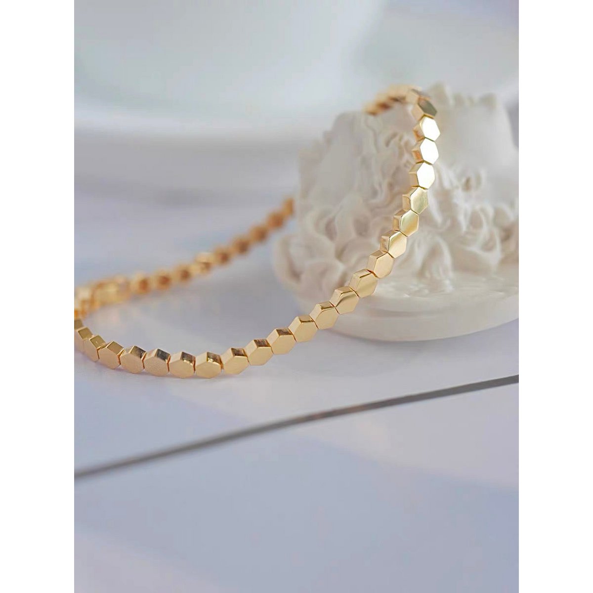 Gold Vermeil Hexagon Chain Bracelets