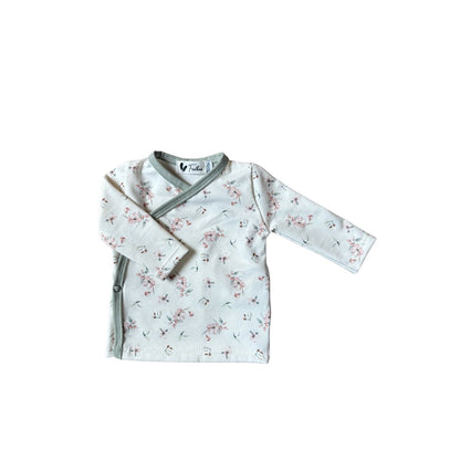 Overslagshirtje combi cherry/green