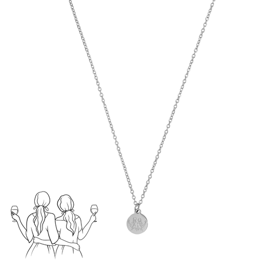 Girlfriends & Wines Necklace – Silver