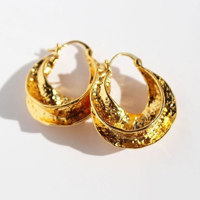 Hammered Gold Hoop Earrings – Modern Vintage Style