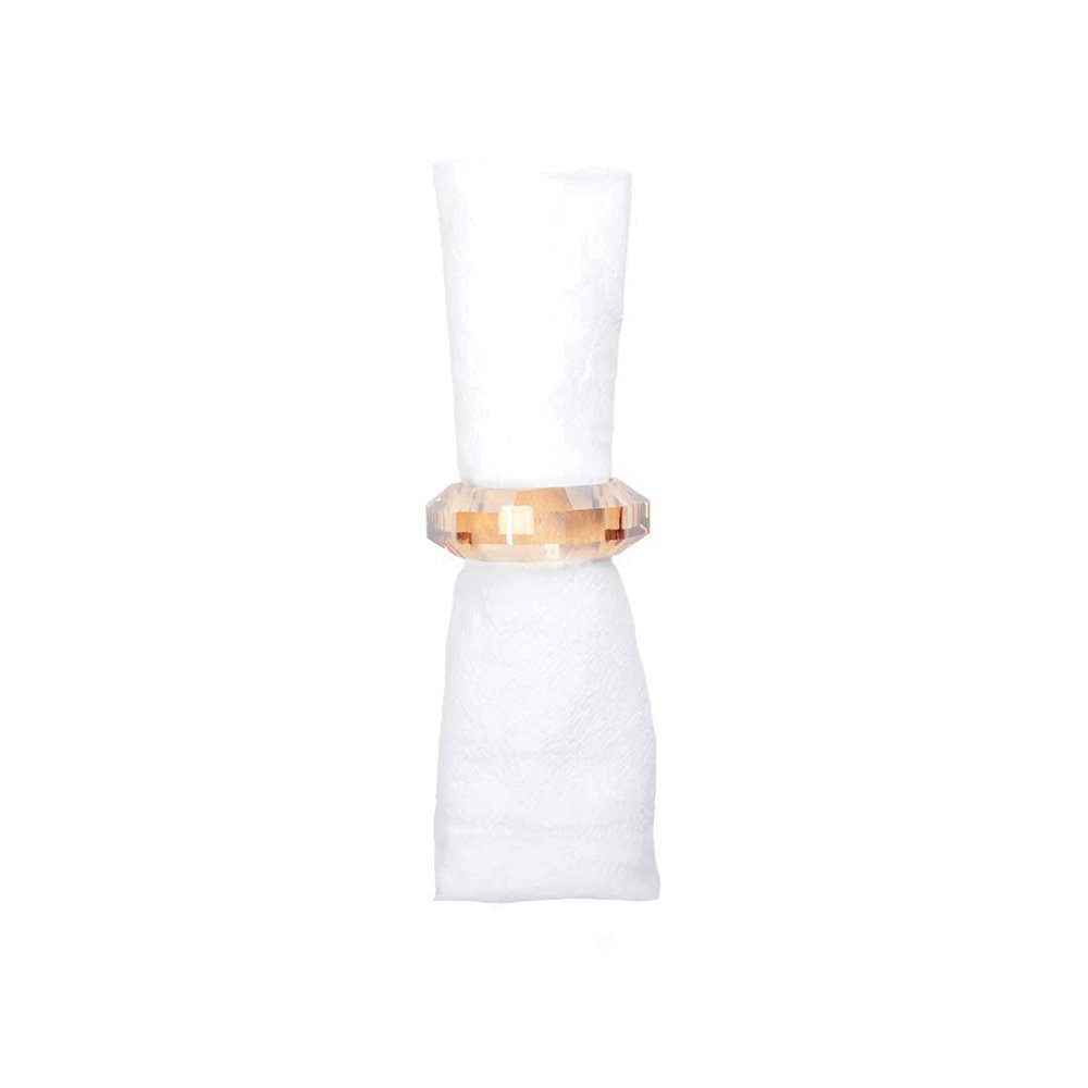 SET OF 6 AMBER CRYSTAL NAPKIN RINGS