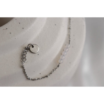 Milk Agate Bracelet - Silver