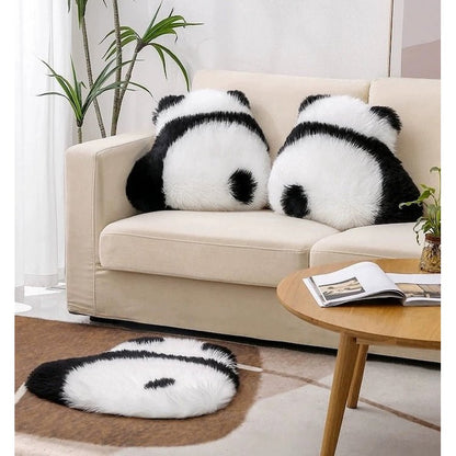 Fluffy Panda Cushion – Natural Wool