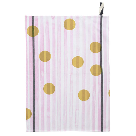 Striped tea towel Lemon Yellow White 50 x 70