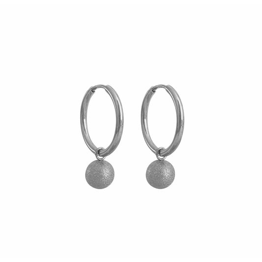Frosted Ball Earrings - Silver