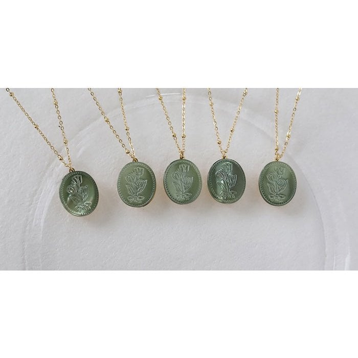 Botanical Mother of Pearl Medallion Necklace