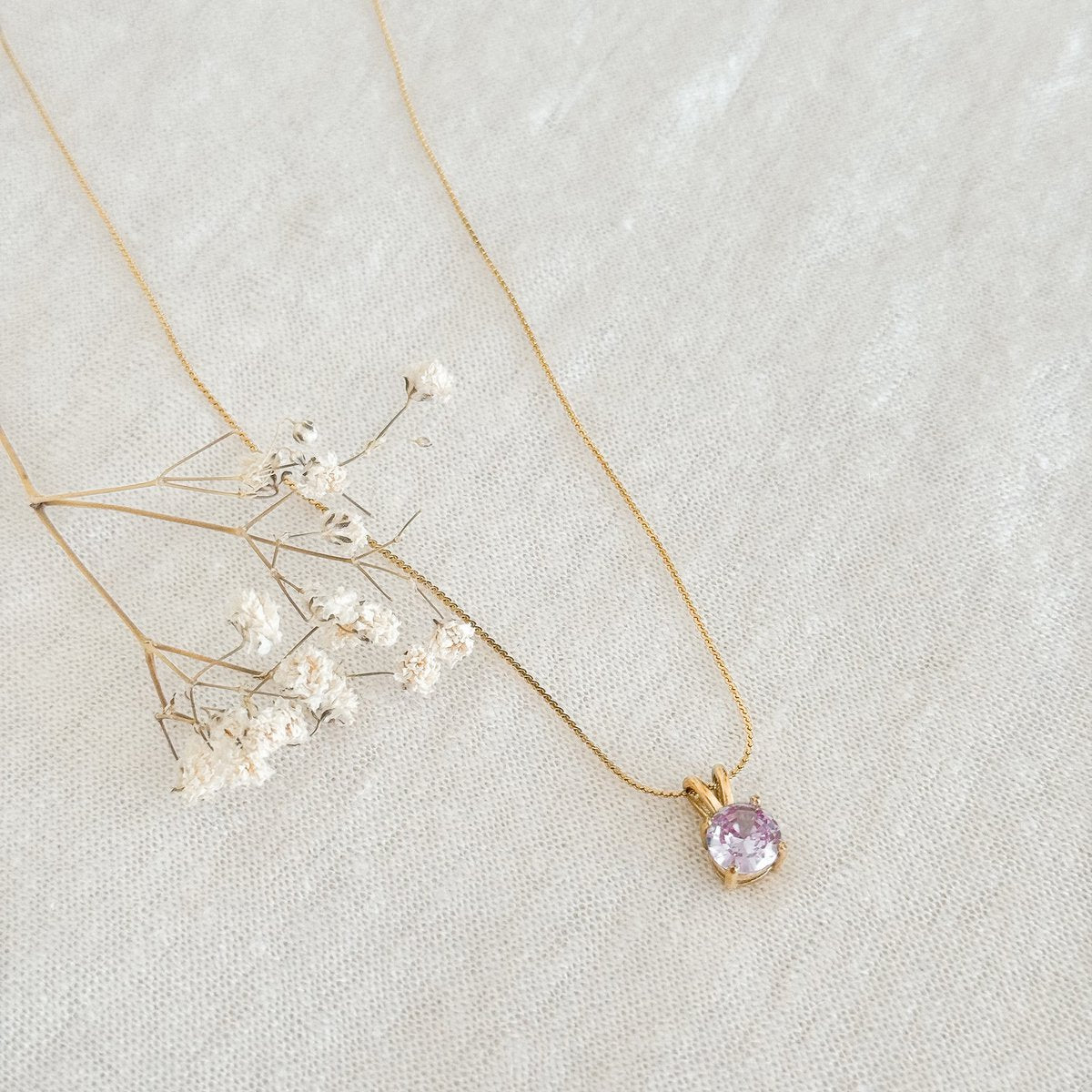 Lila Zirkonia Serpentine Chain - Gold