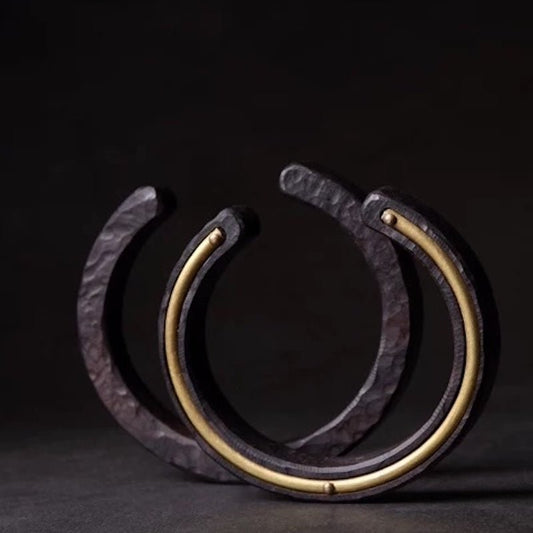 Black Sandal Wood Bronze Line Bangle-Unisex