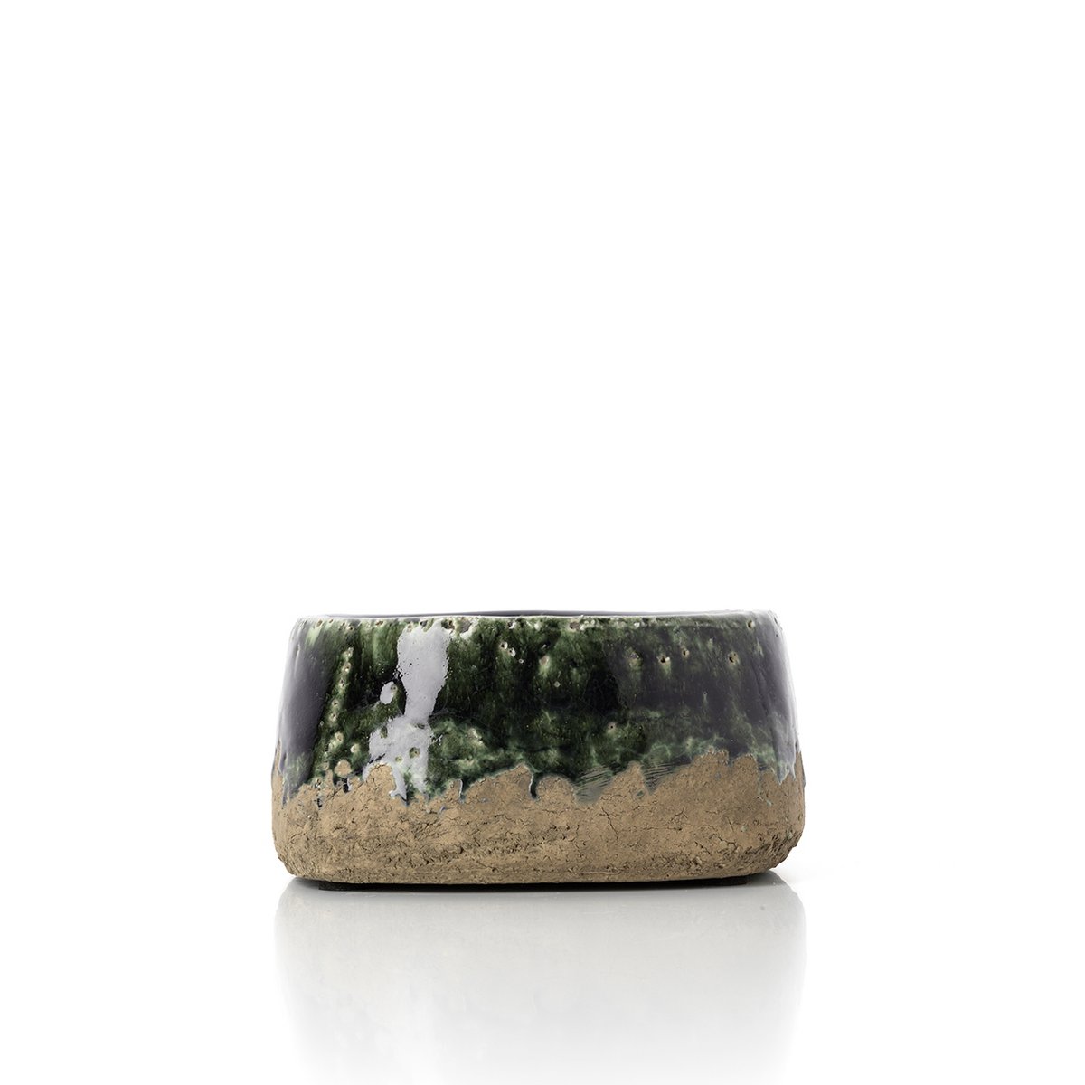 The Moss Bowl Planter - Concrete Green - Low