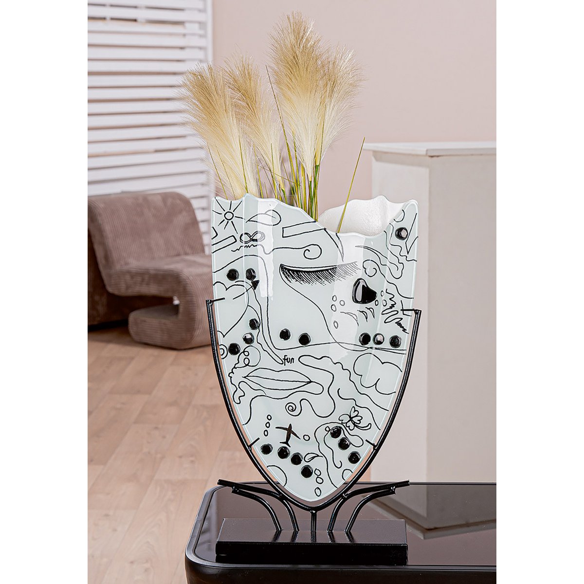 Vase Modern Art white H.49 cm