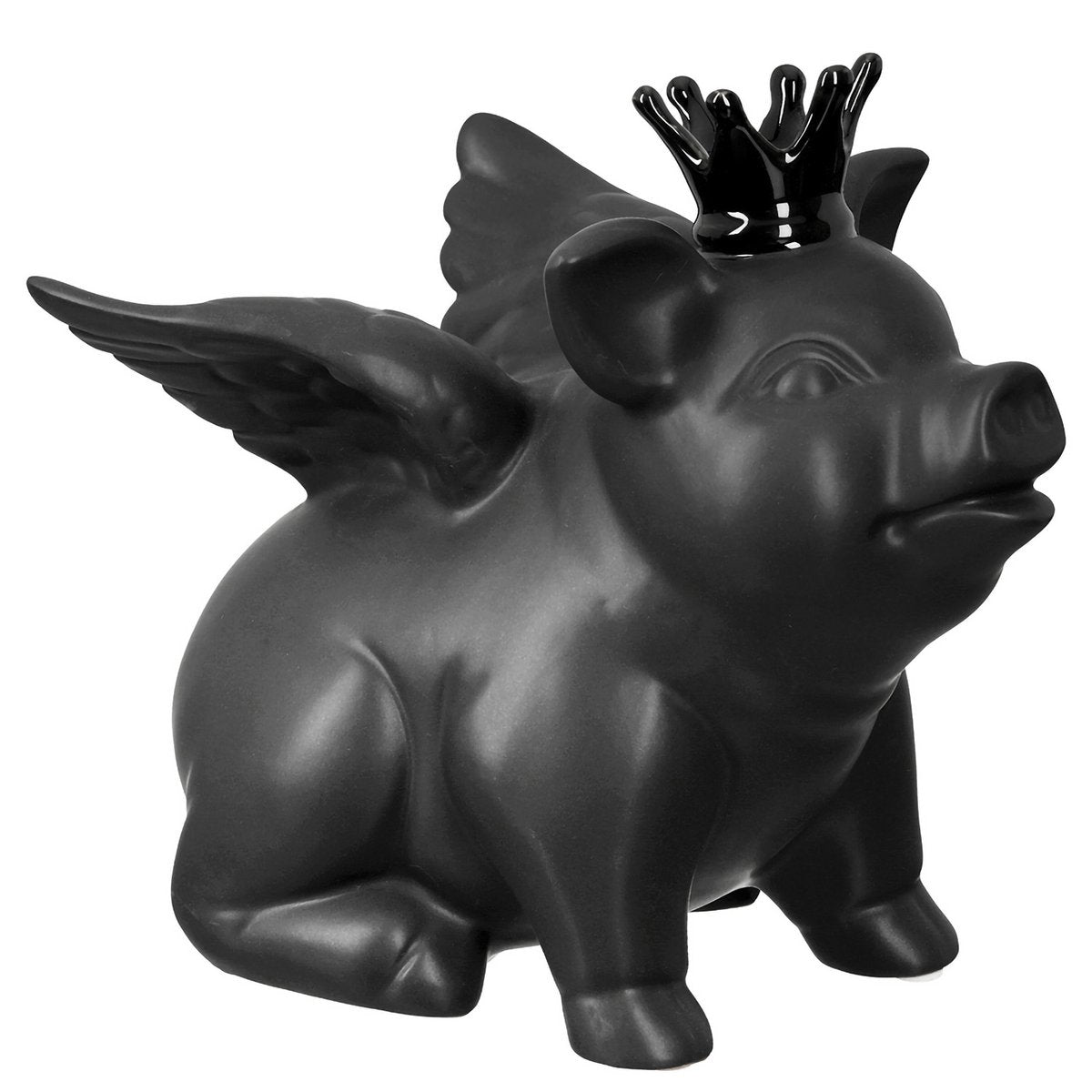 Figure Pig King, black H.30 cm