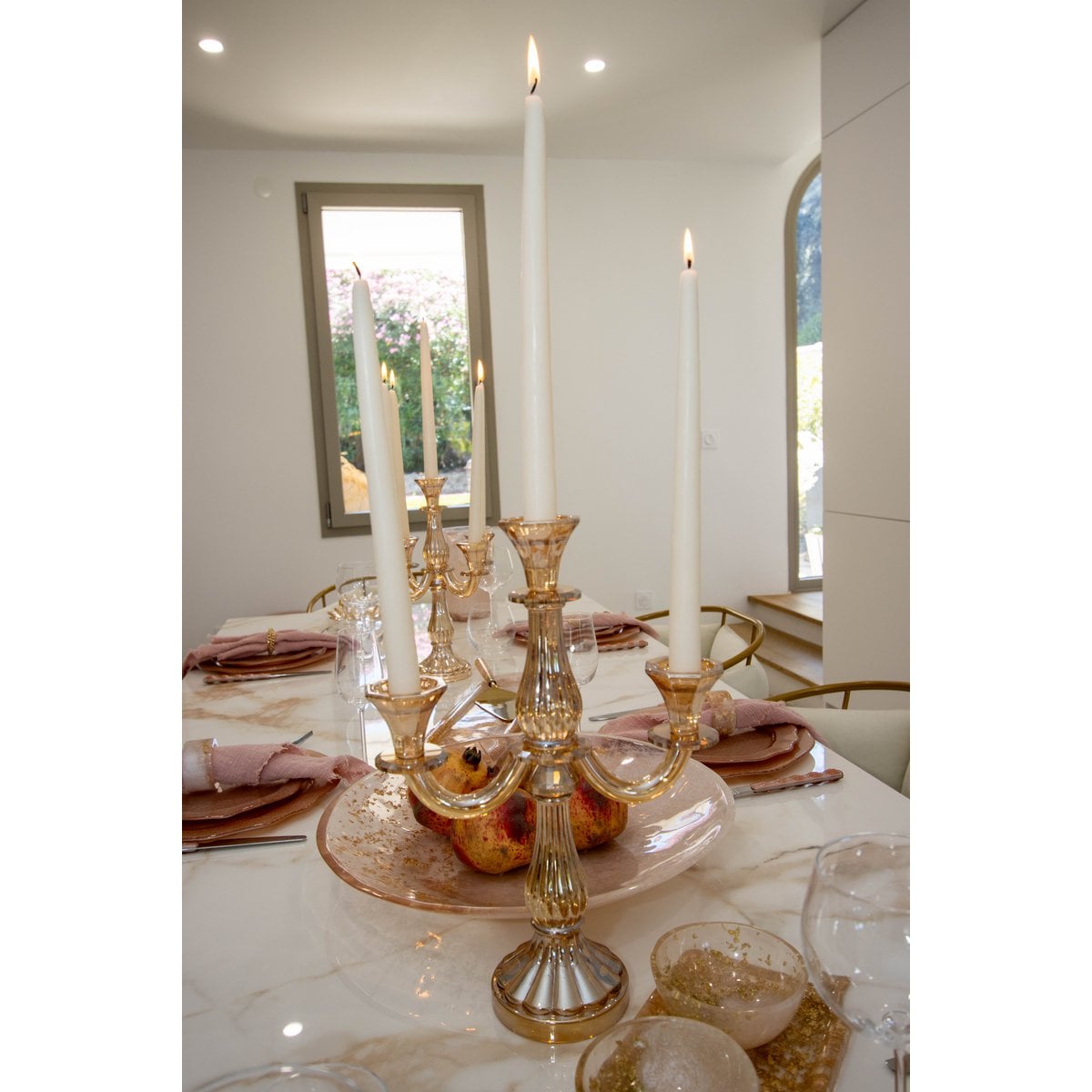 Chandelier 3 lights amber H35cm