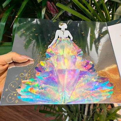 3D Wedding Card - Sparkling Lady with Wedding Dress Design