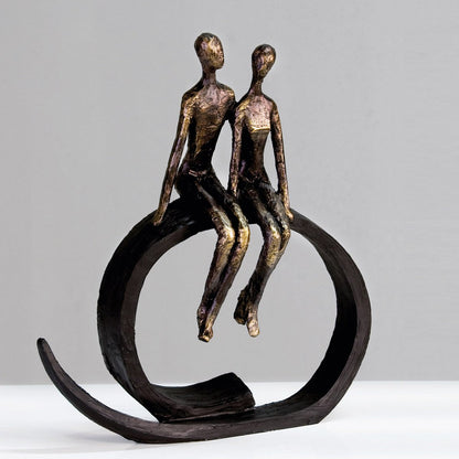 Poly sculpture "Close" bronze color H.35cm