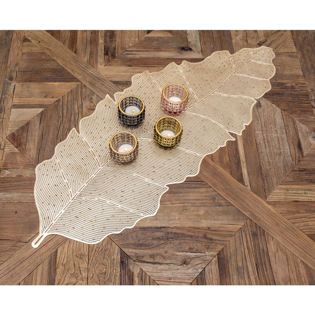 TABLE RUNNER GOLD LEAF 90X34CM