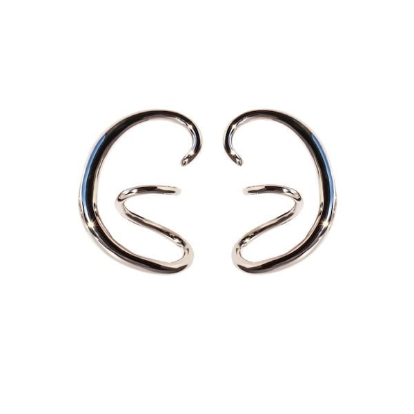 Geometric Swirl Line Silver Earrings-One Pair