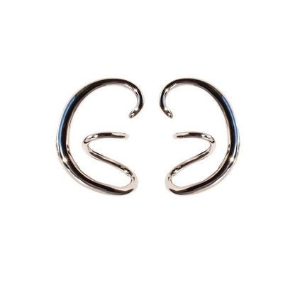Geometric Swirl Line Silver Earrings-One Pair