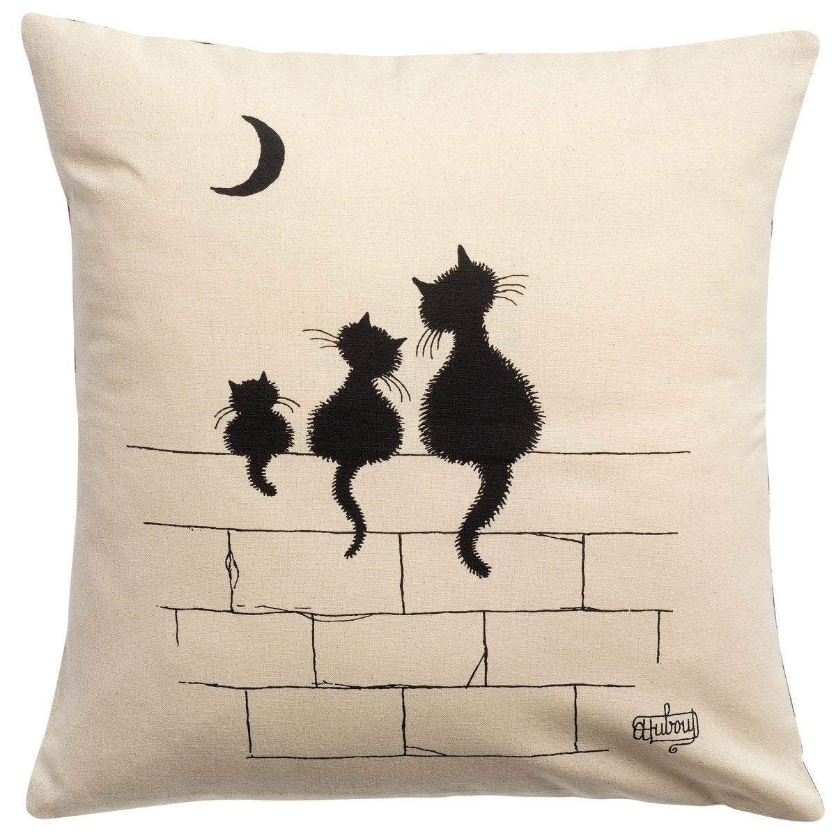 Cushion Dubout 3 cats Ecru 45 x 45