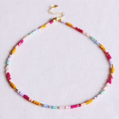 Faceted necklace - orange/mint/fuchsia/lilac
